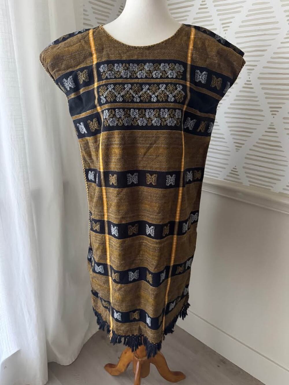 Huipil de Telar Oaxacan Mexican Women's Amuzgo Dress Tunic Geometric Design